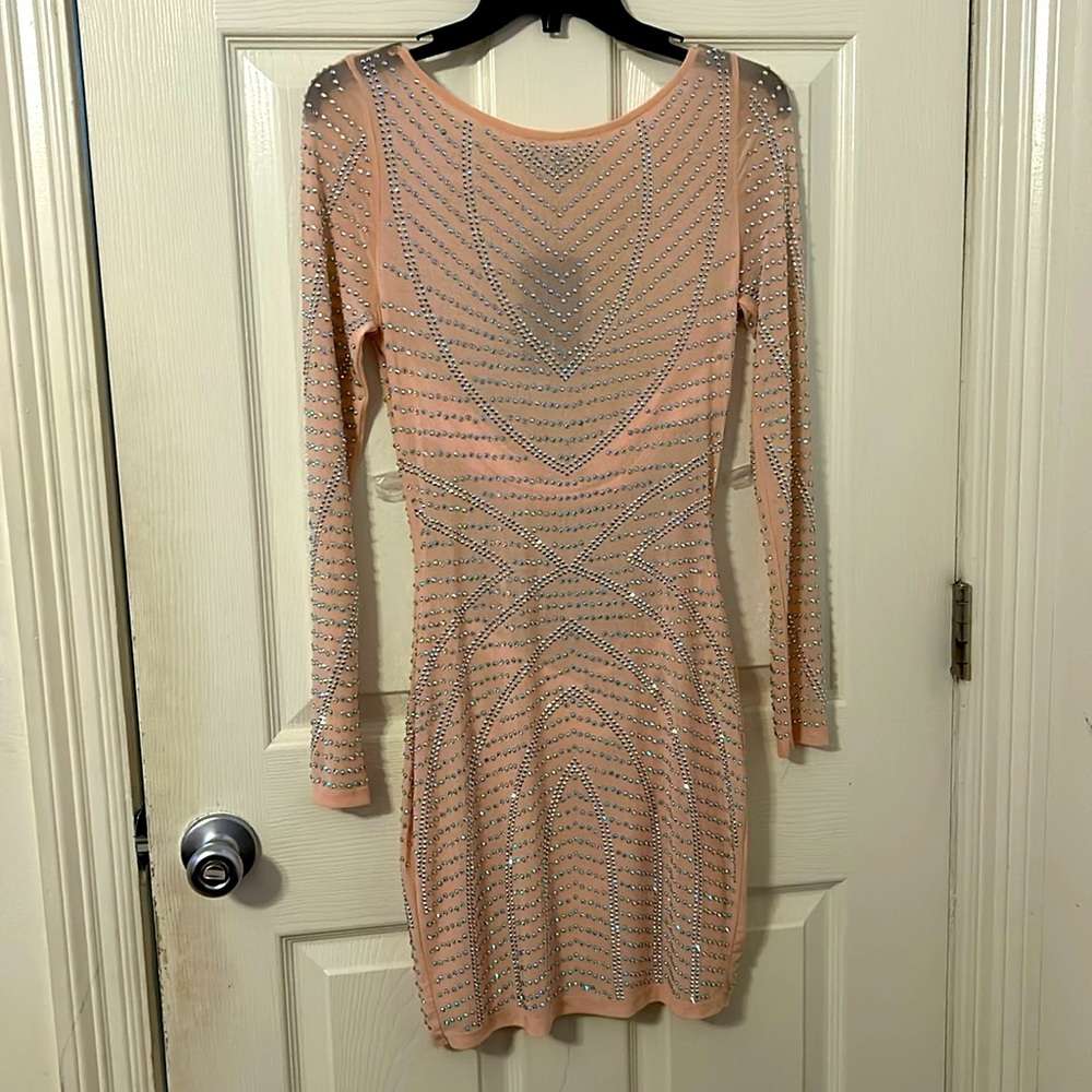 NWT Fashion Nova Shine Bright Sheer Mini Pink Dress